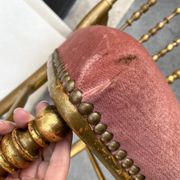 Napoleon III chair in gilded wood and pink velvet, old Chiavari wooden chair