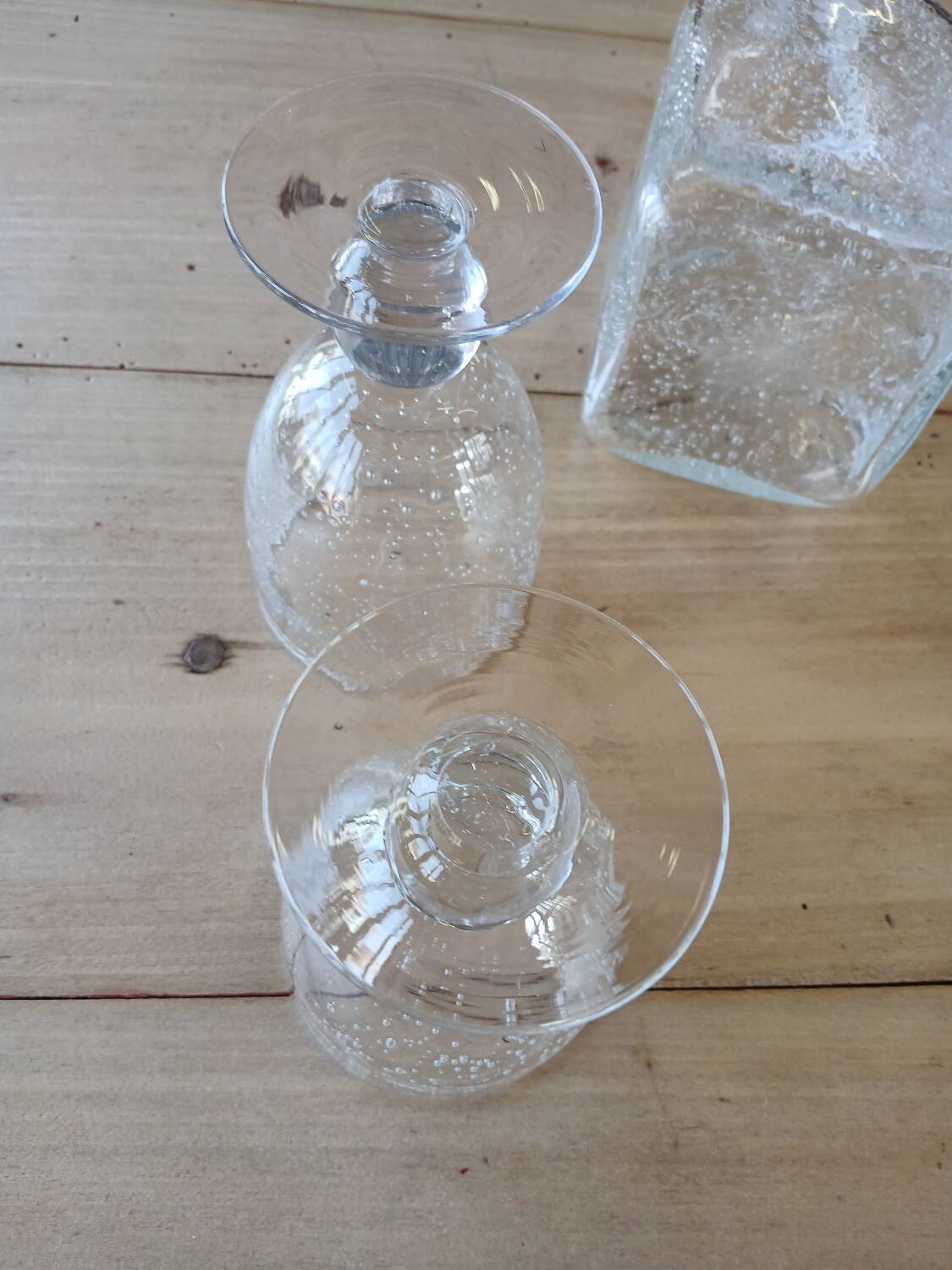 Antique blown amber bubble glass jar