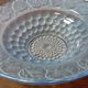 Art Deco blue glass centrepiece bowl with pansy decoration - 30 cm