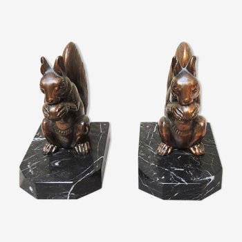 Pair of Old BookEnds in Squirrel and Meta Marble