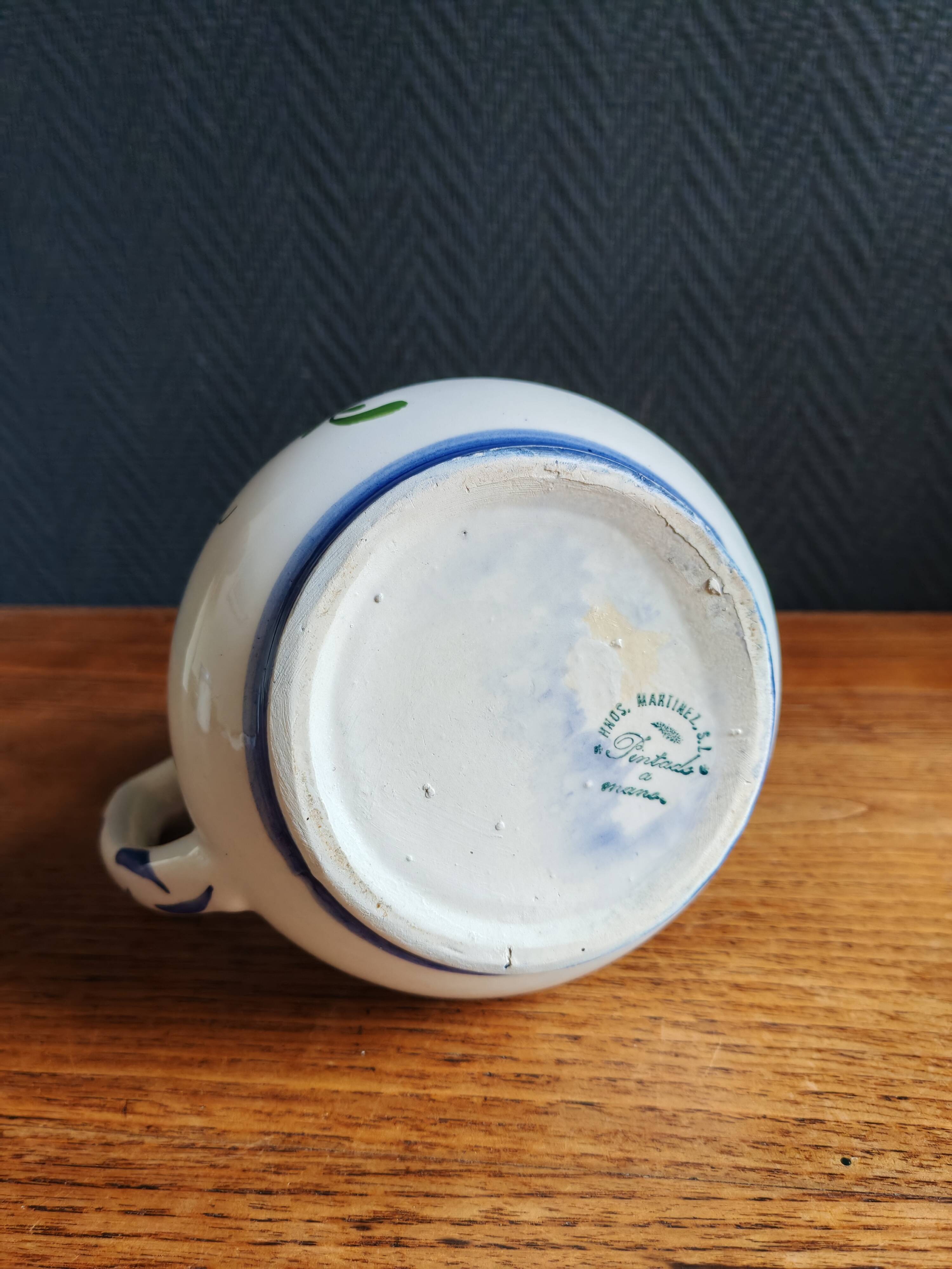 Vintage Ceramic Jug Hand-Painted, Flower Vase