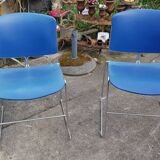 paire de chaises max stacker steel case bleues