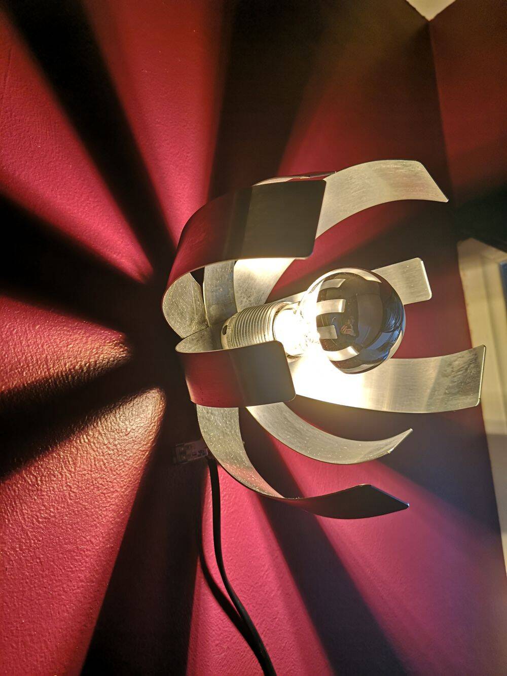 Pair of brushed steel wall lights - Jocelyne Trocmé - 1970s