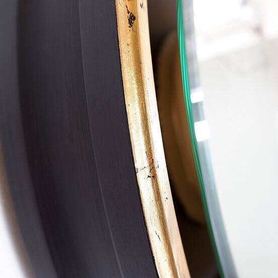 Large round wall light mirror gold leaf - 1960s - Ø66cm