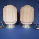 Pair of large pink art deco table lamps France