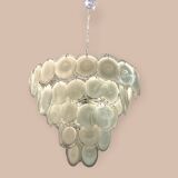 White Murano glass disc chandelier, 1970s