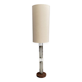 Glass base floor lamp with silk shade by Richard Essig for Besigheim 1970s