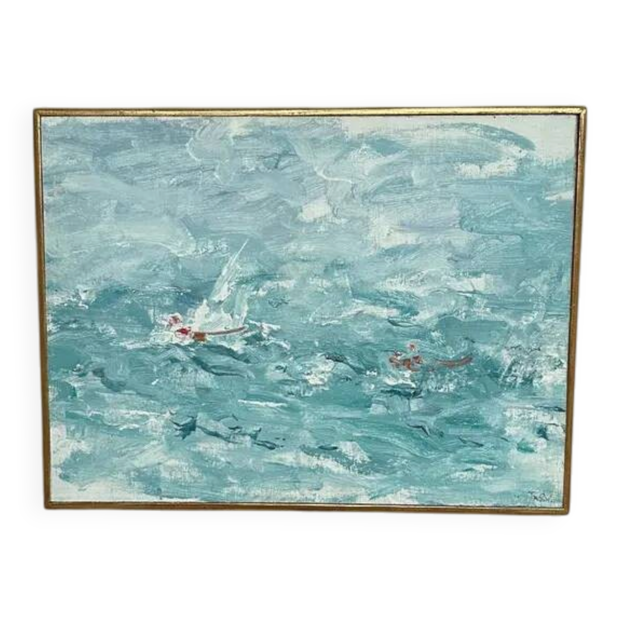 Original Swedish Oil on Panel – “Abstract” by T. Wahlström– Vintage & Framed – 40 × 30 cm (15.7" × 11.8")