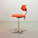 Ahrend De Cirkel Industrial Desk Chair with Orange Fabric Upholstery 1950s