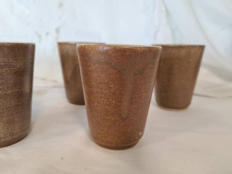 Vintage sandstone cup glasses from the French factory in Digoin