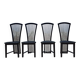 Set 4 postmodern black lacquer dining chairs 1980s