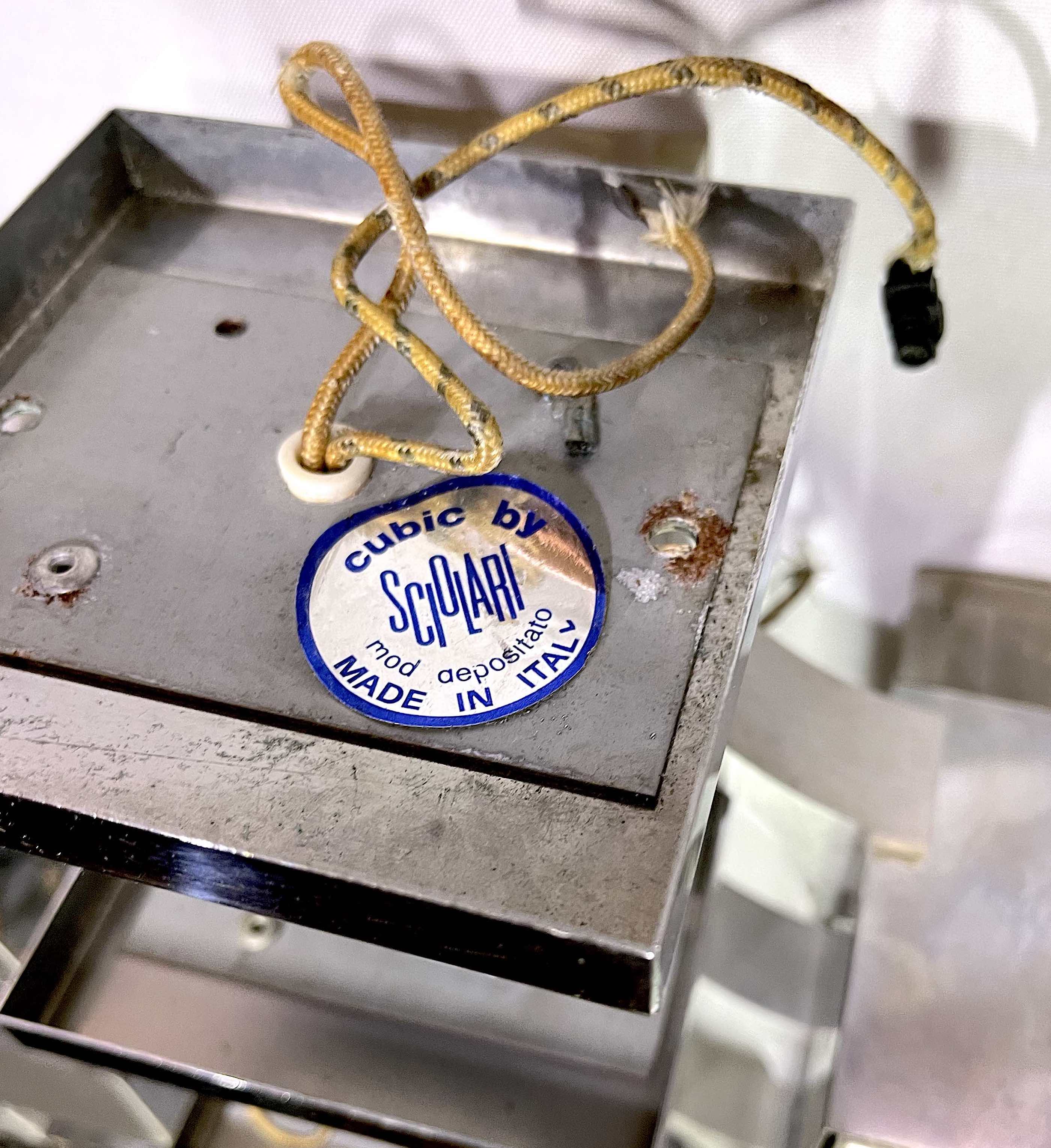 Sciolari, "Cubic" pair of large chrome wall lights, Space Age, Italy 1970