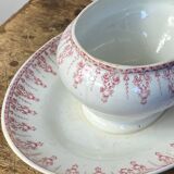 Antique Gien porcelain sauce boat, iron earth