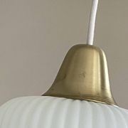 Antique pendant light in white glass and brass, vintage decoration