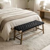 Woven rope bed bench