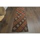 1970s Vintage Turkish Oushak Handmade Wool Cotton Red Runner Rug 70x213