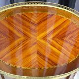 Pair of louis xv/louis xvi transition style marquetry bedside or living room tables