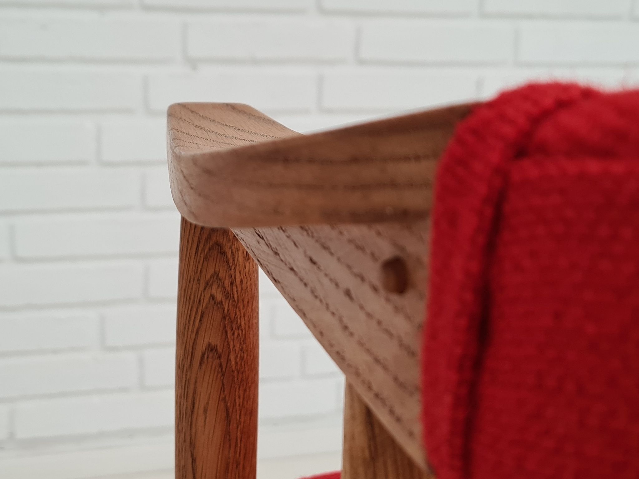 Danish armchair, 70s, reupholstered, kvadrat furniture wool, oak wood