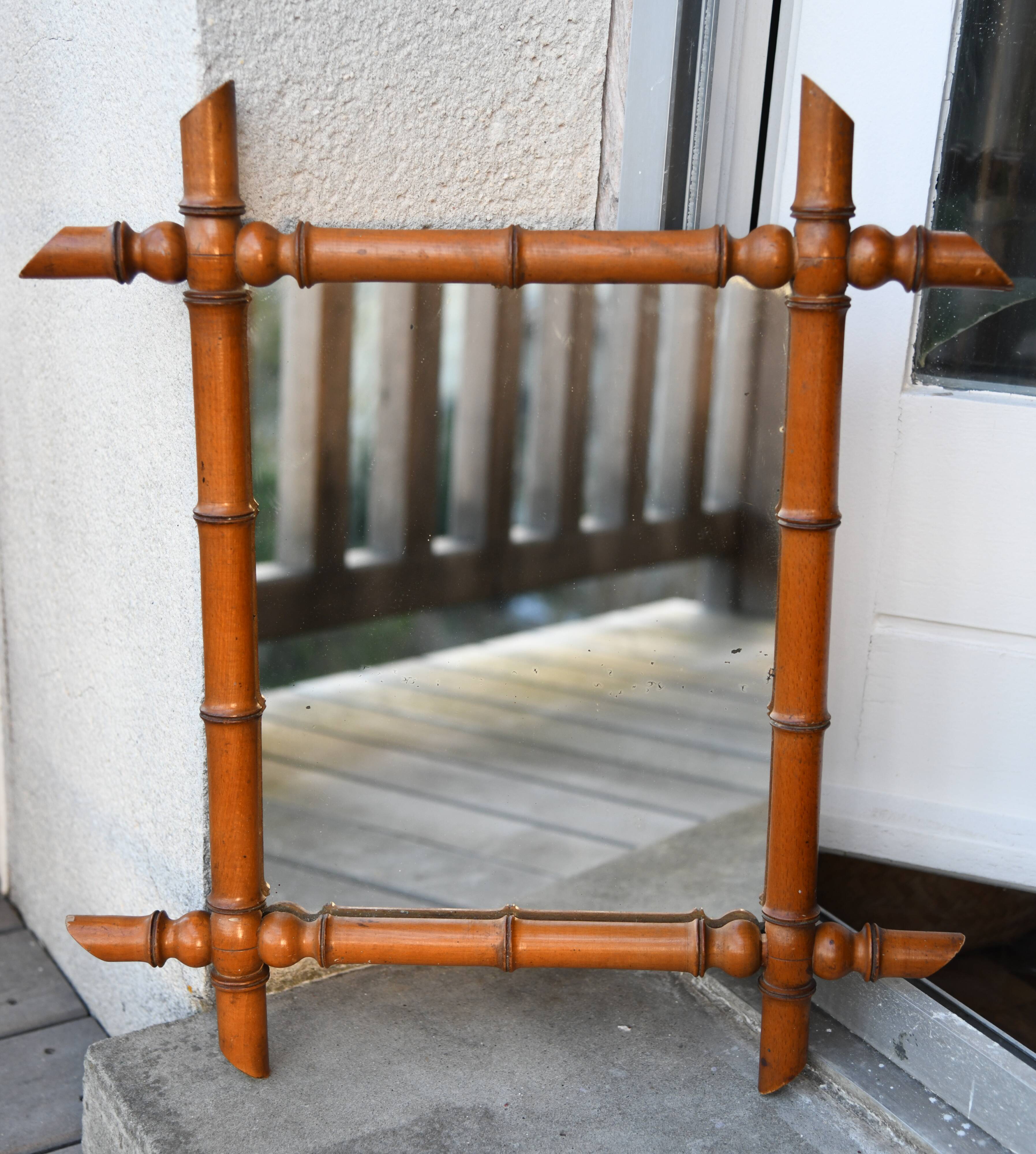 Vintage bamboo mirror