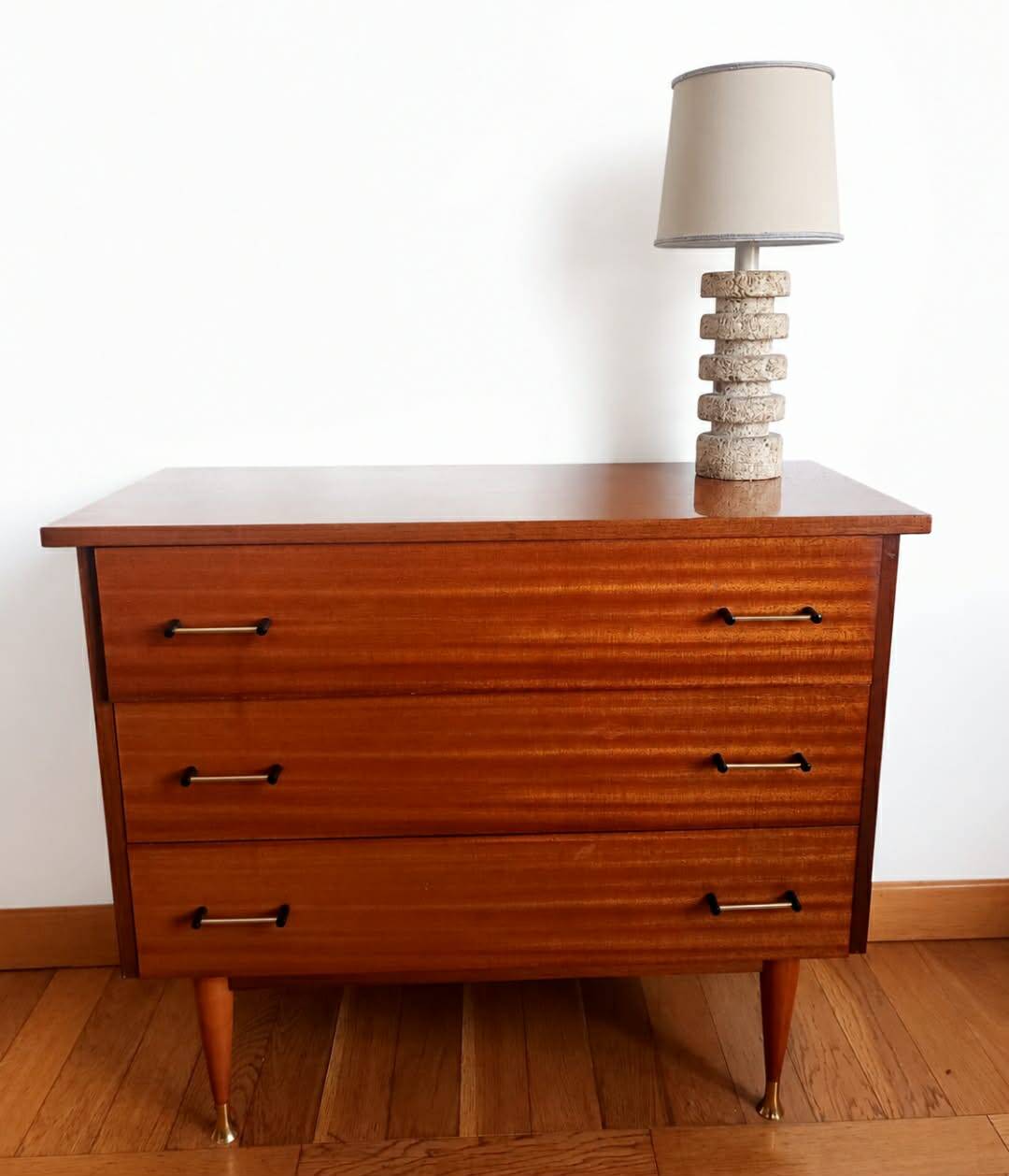 Commode pieds compas 1950 mid-century vintage