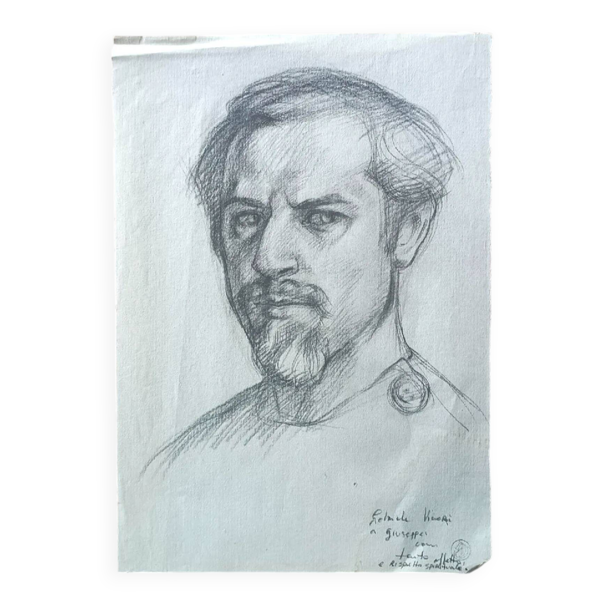 Portrait by Gabriele Vicari, pencil on paper, 1970s