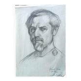 Portrait par Gabriele Vicari, crayon sur papier, années 1970