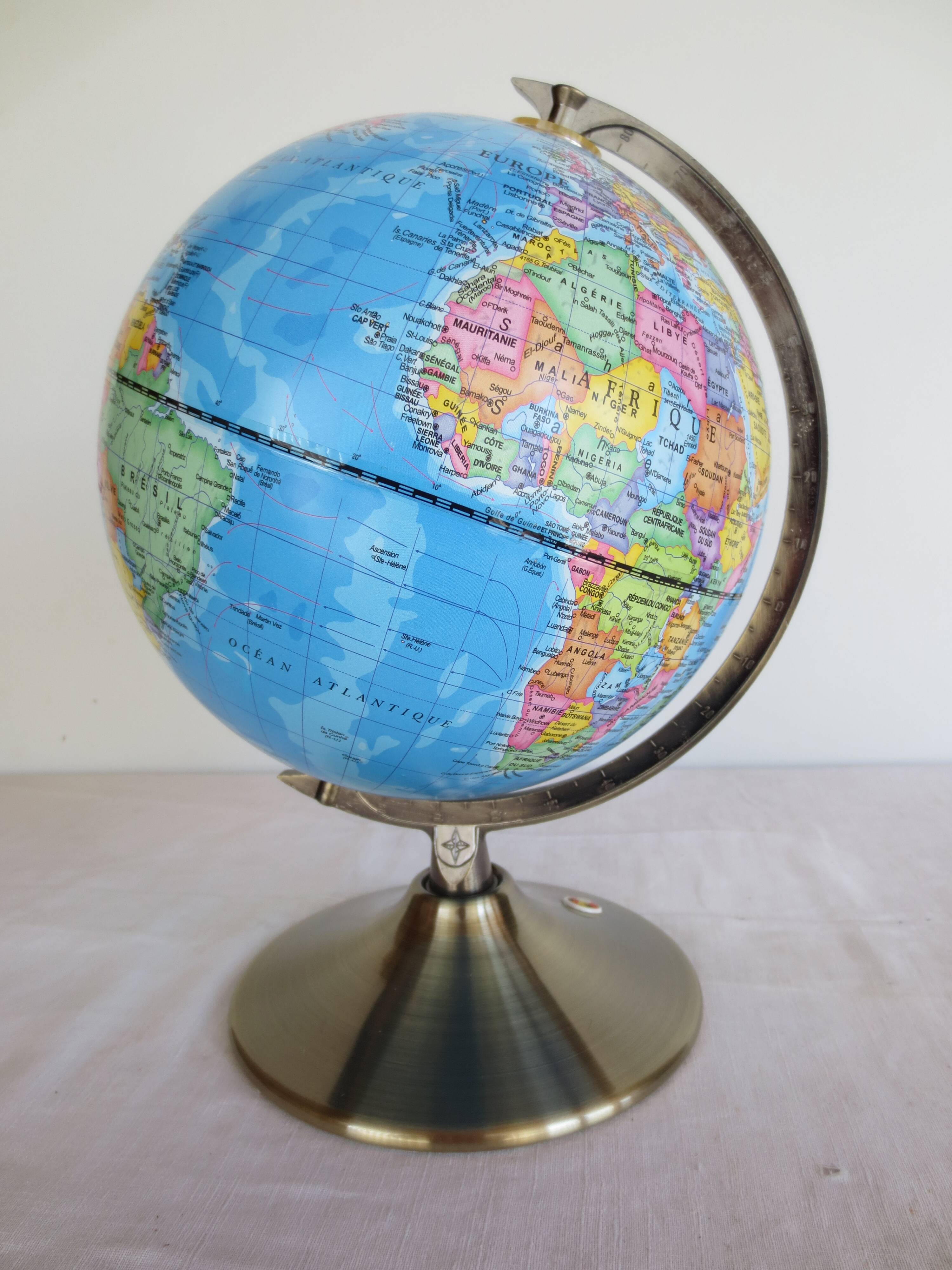 World globe: metal world map