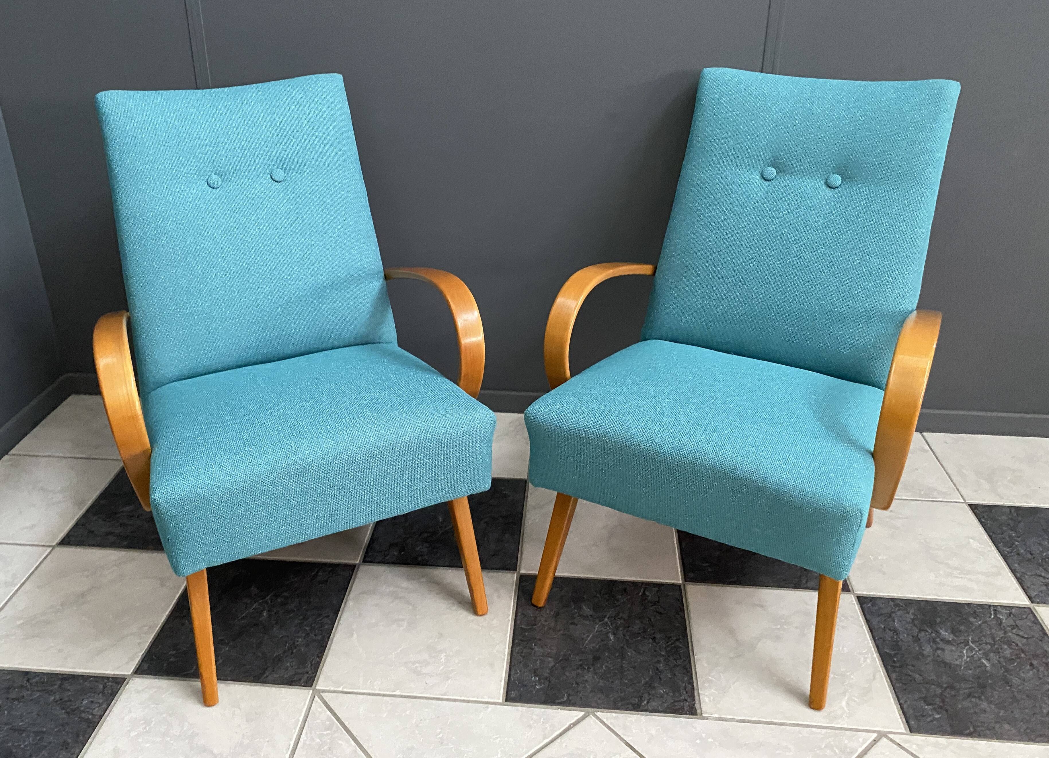 Pair Smidek chairs 1960s reupholstered