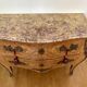 Louis XV style curved chest of drawers with floral marquetry and marble top