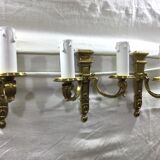 Set of 3 bronze wall lamps Louis XVI style