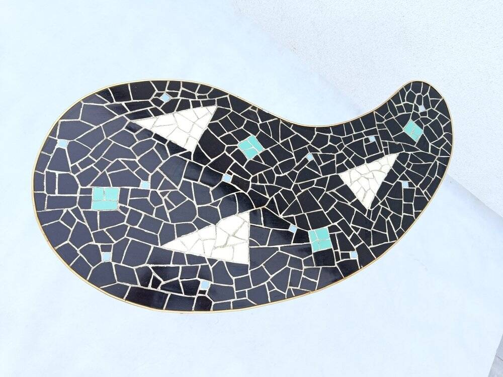 Kidney-shaped coffee table with mosaic top, 1950s