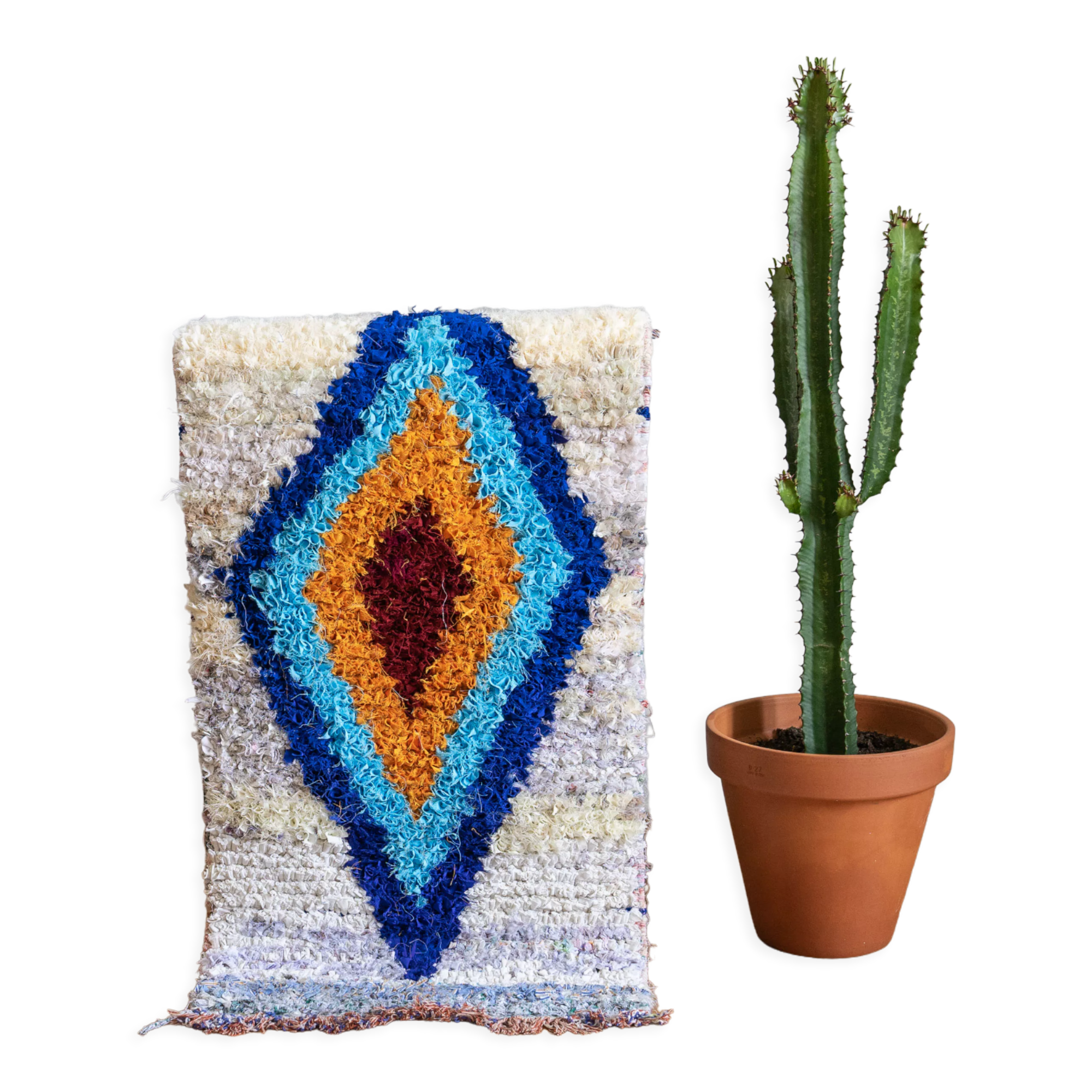 Berber carpet - Boucherouite - 48x97cm