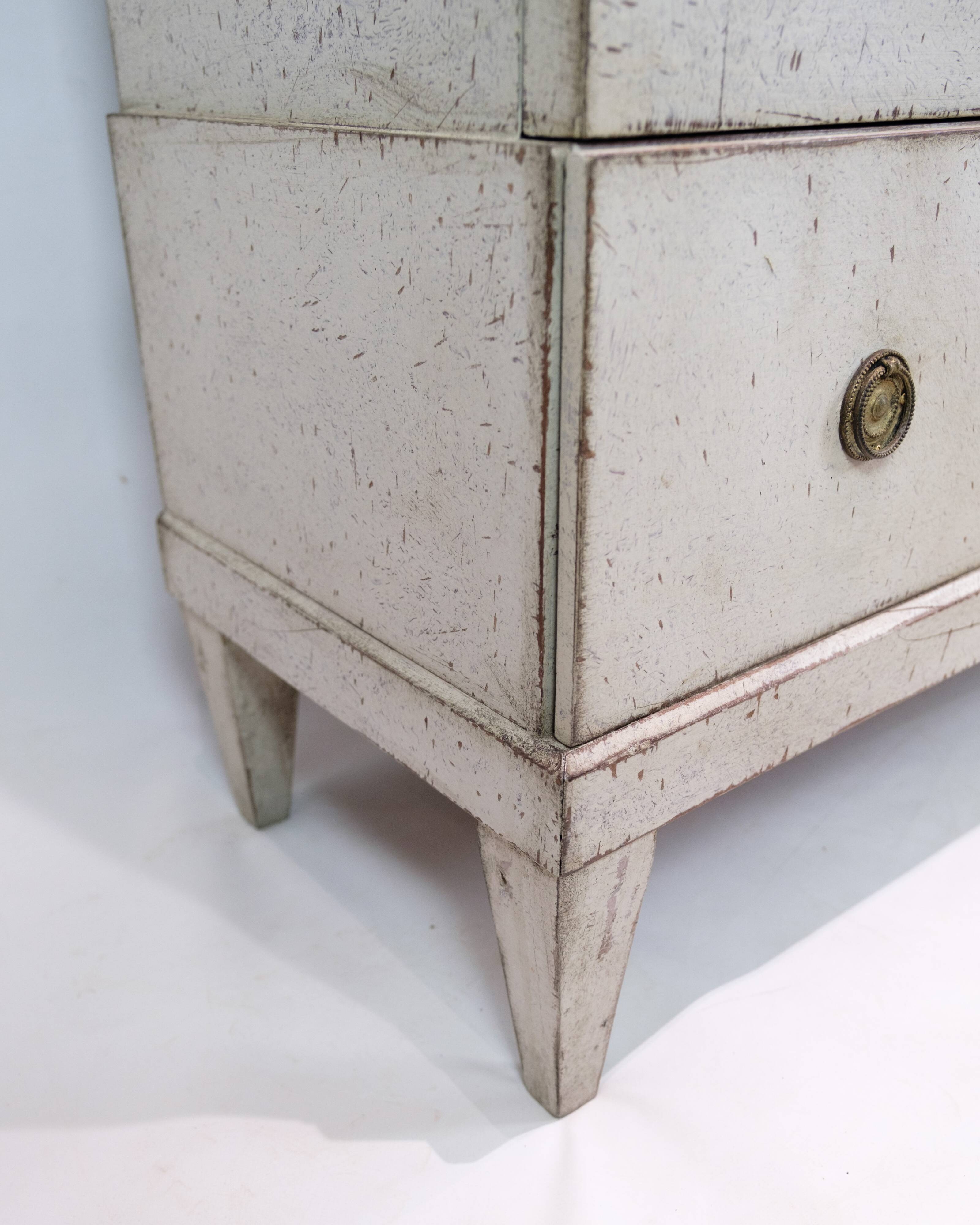 Glass Cabinet From The Gustavian Period Painted In Grey From 1810s