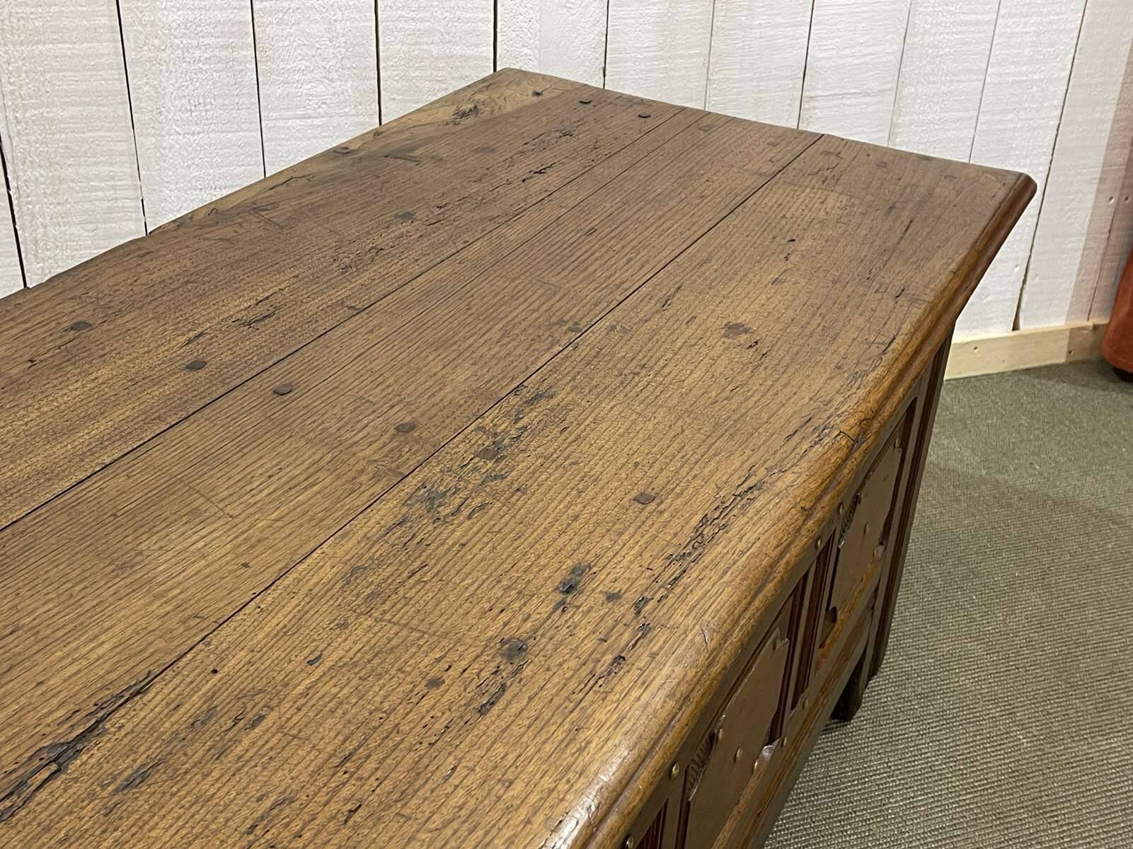 19th century Breton oak storage bench