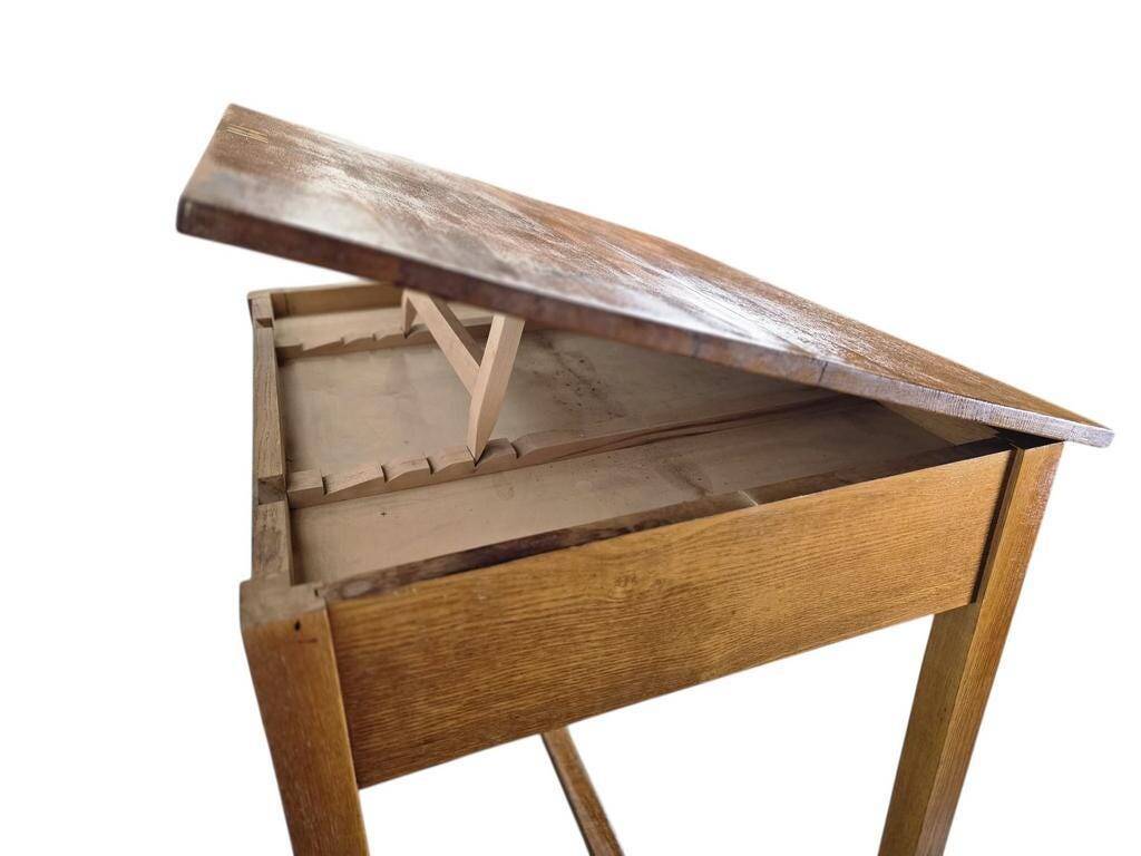 Vintage wooden high table / bar table / laboratory table