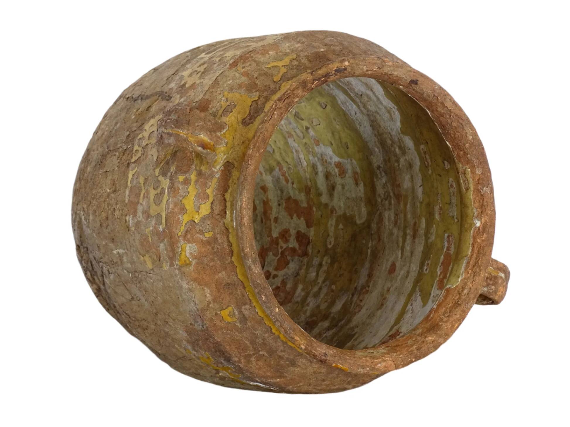 Pot à confit ancien français à glaçure jaune