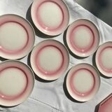 7 assiettes à dessert craquelées rose dégradé