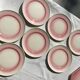 7 assiettes à dessert craquelées rose dégradé