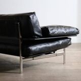 Canapé trois places Diesis en cuir noir, conçu par Antonio Citterio pour B&B Italia, années 1970