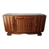 Buffet vintage en bois et marbre de style Art Déco, années 50