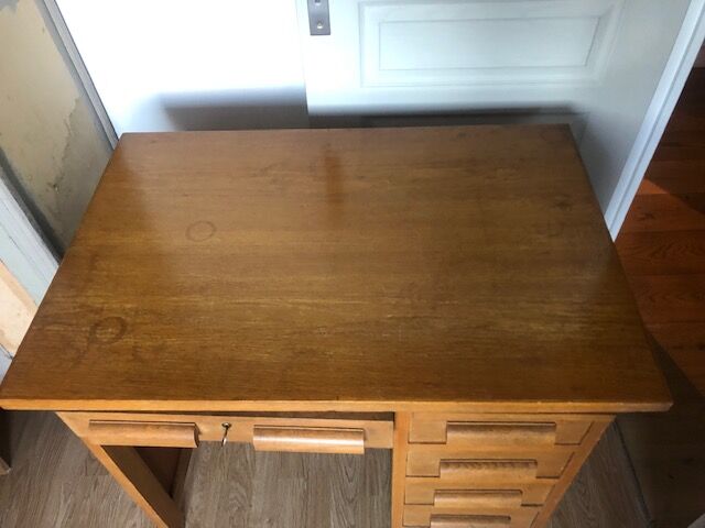 Vintage wooden desk 5 drawers