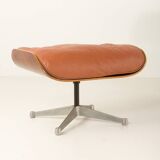Lounge chair with footstool in aniline leather , 1970s