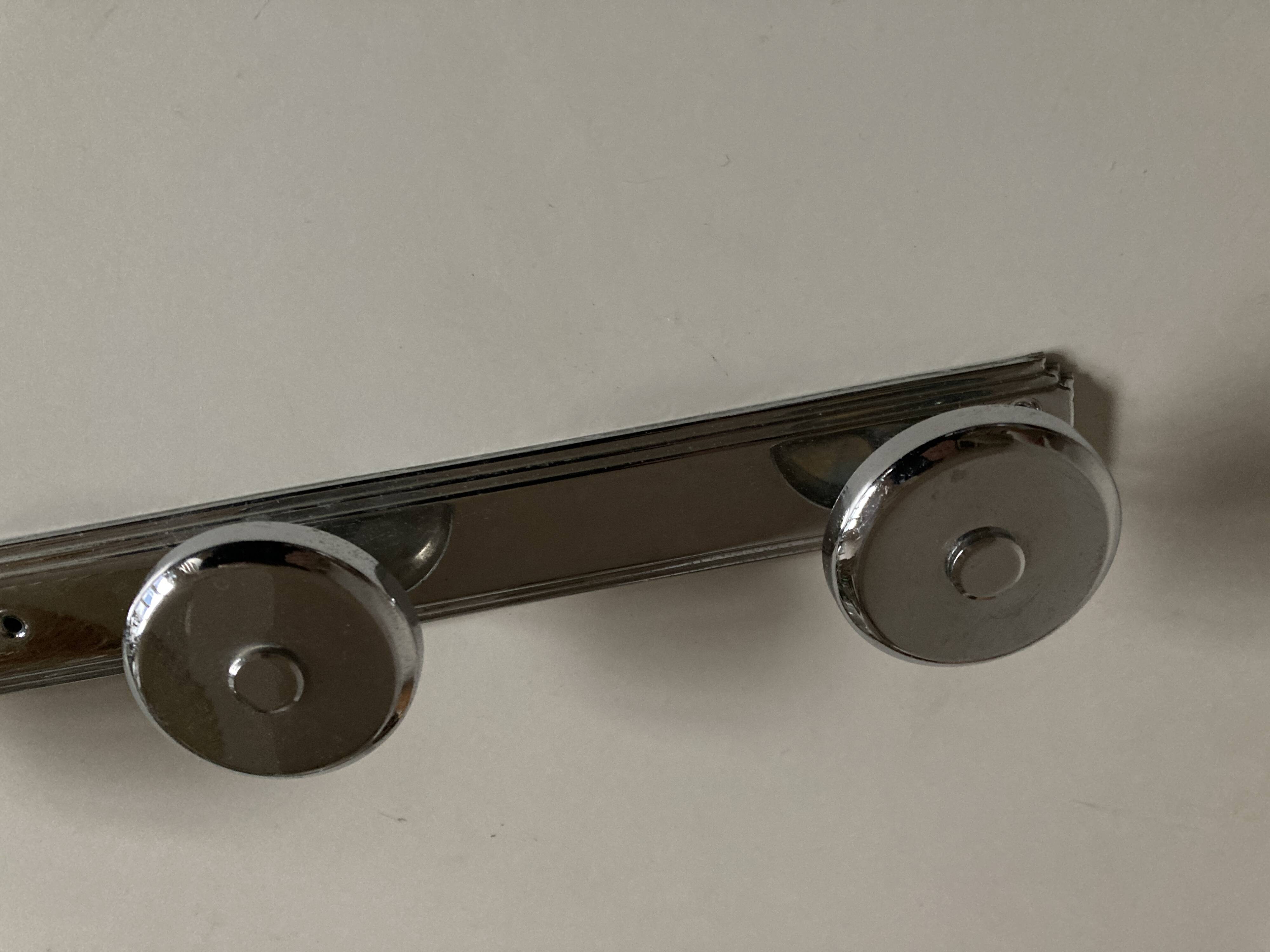 chrome Art Deco bathroom coat hook 57cm