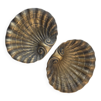 Austrian Secessionist Brass Vide-Poche Bowls, Set of 2, Early 20th Century.