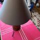 Pretty wicker and wood lamp with gray shade