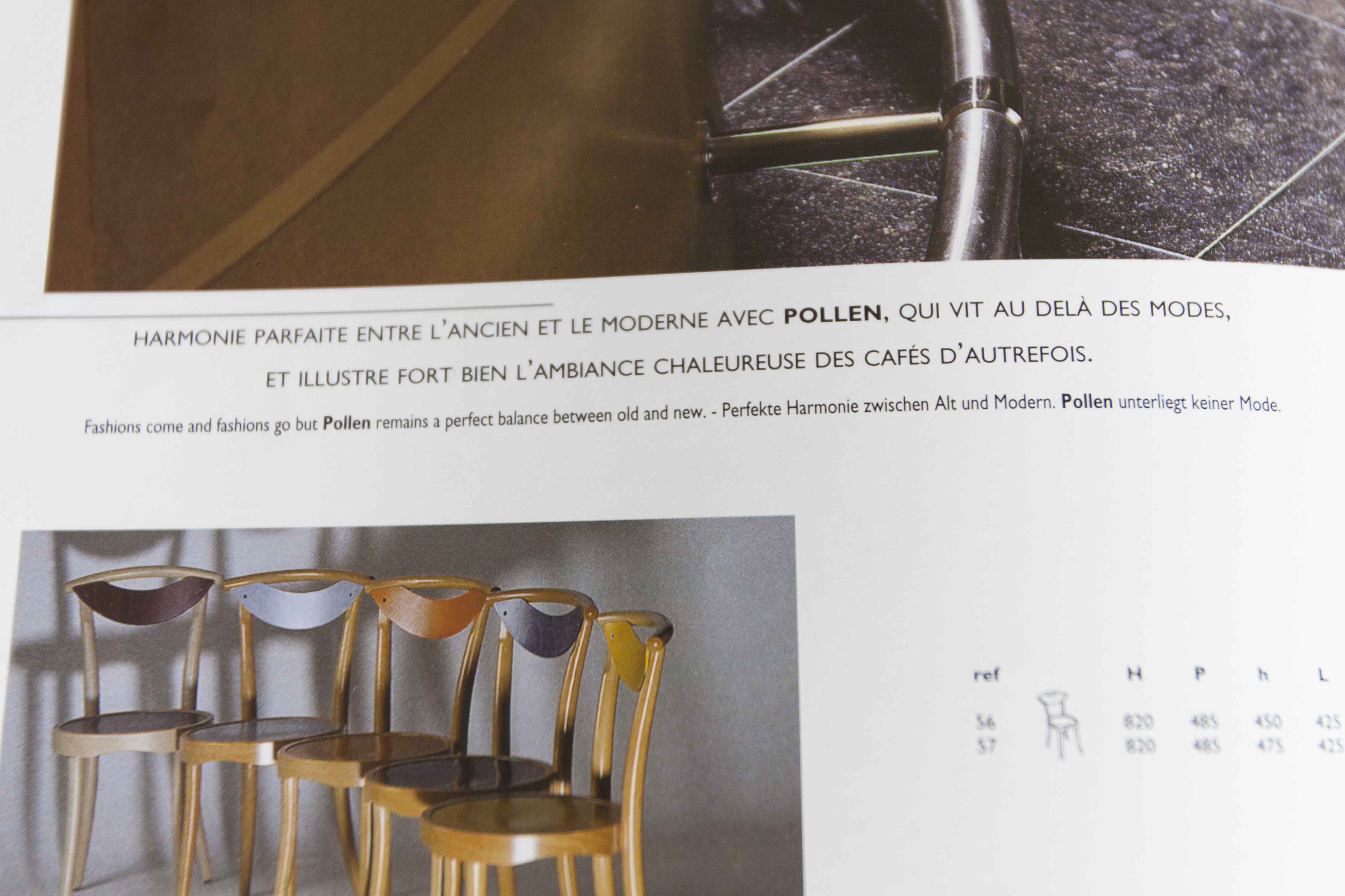 set of 4 chairs bistro Baumann model "Pollen café" design Pagnon / Pelhaître 1997
