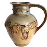 Early 20th century flamed stoneware pitcher