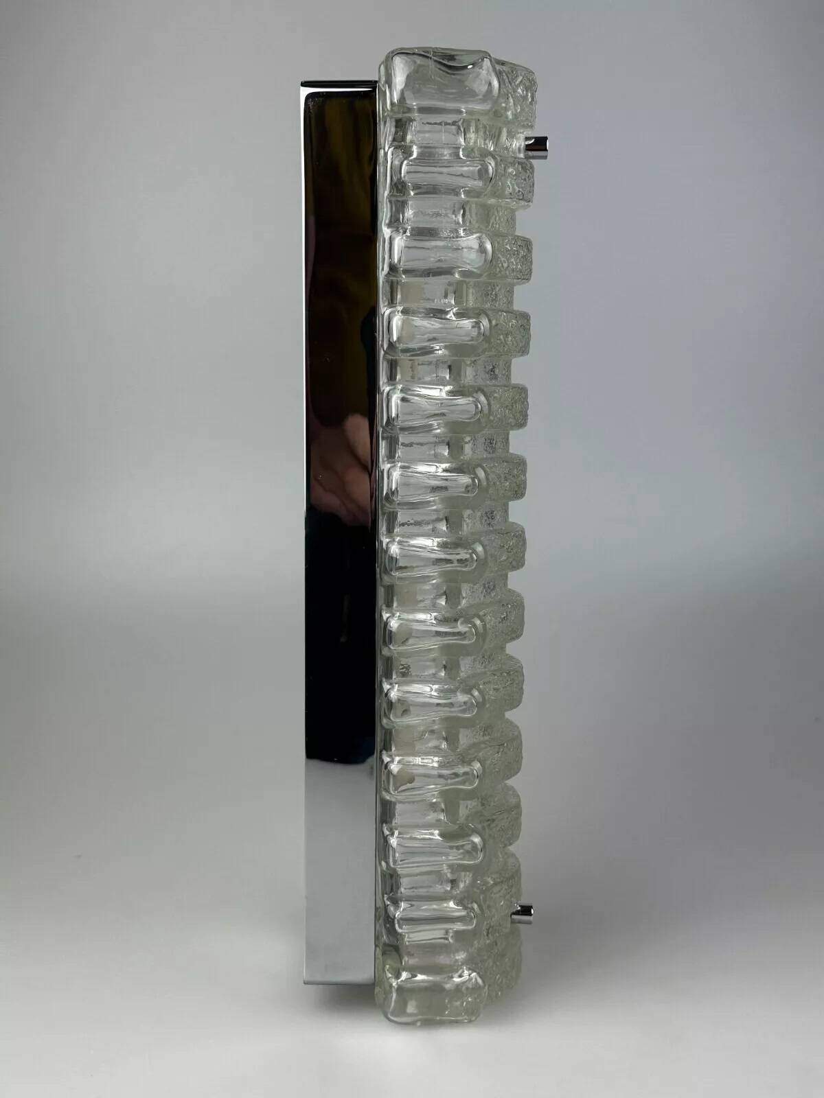 60s 70s wall lamp Limburg Germany Wall Sconce Ice Glass Chrome Space Age