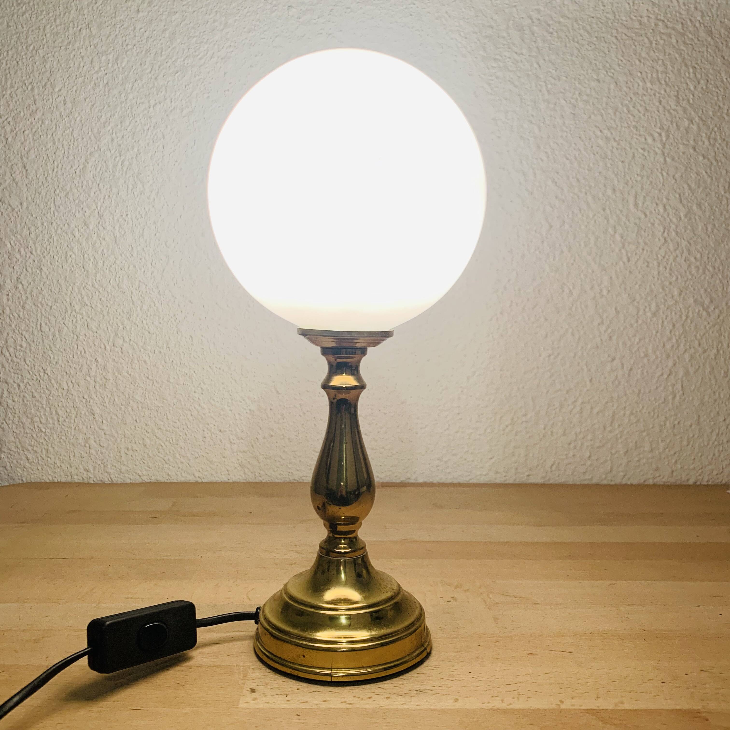 Vintage opaline globe brass lamp