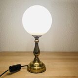 Lampe laiton globe opaline vintage